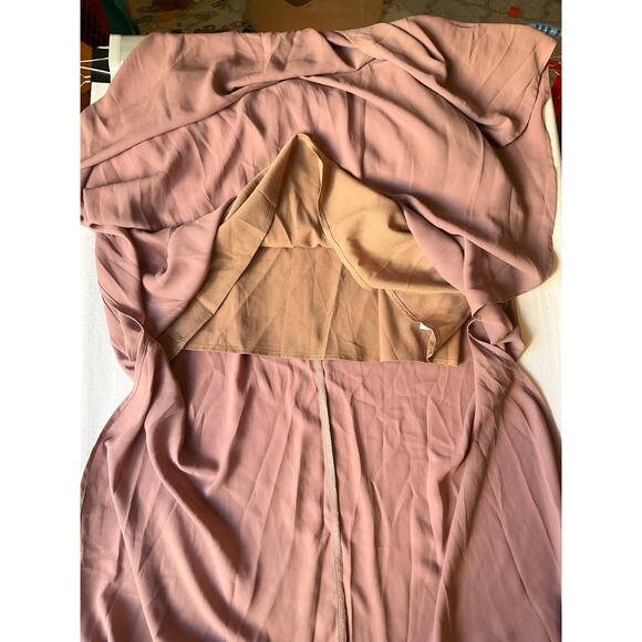 TOBI Women Maxi Dress size M Sleeveless Deep Cut V-neck Slit Backless Dusty Pink - Picture 10 of 12